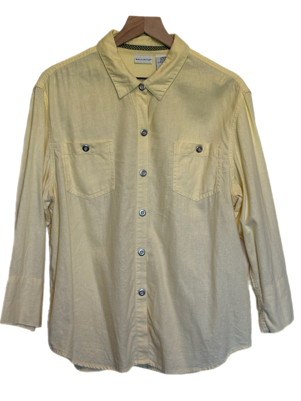 White Stag Linen Blend Button-Down Shirt Butter Yellow XL Utility Cabana